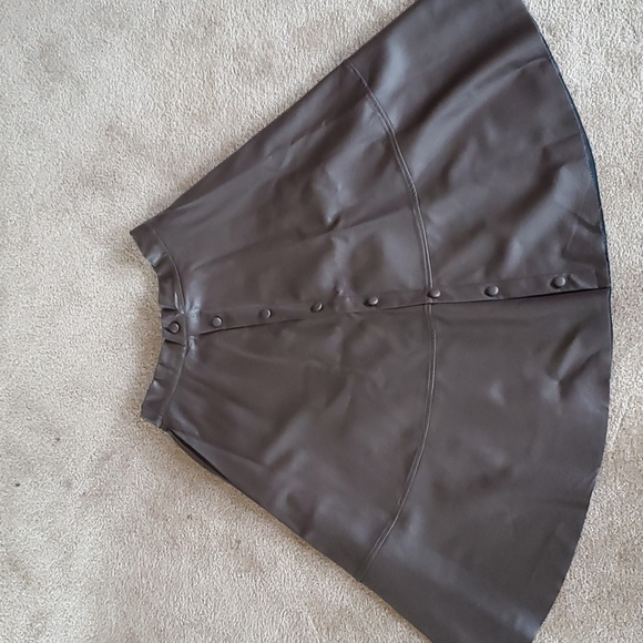 J.O.A - Faux Leather Midi Skirt - Brown - Picture 2 of 6